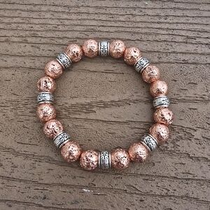 Elegant Rose Gold and Silver Beaded Handmade Bracelet